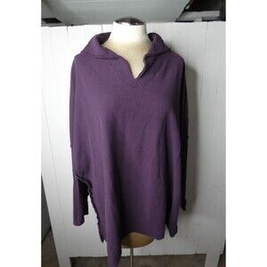 Eleven Stitch Design Women L Purple Pullover Tunic Top 100% Cotton Dolman Sleeve